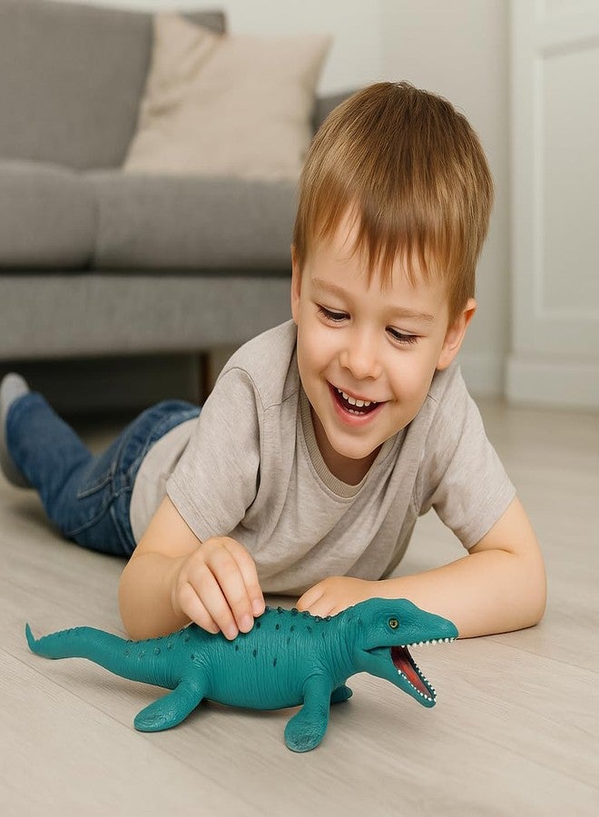 DTR Creation Mosasaurus Dinosaur Toy ? 45 cm Realistic Marine Dino Figure, Teal Green with Black Shading, Soft Rubber Prehistoric Animal Model for Kids - Image 2